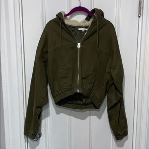 army green zip up jacket worn twice